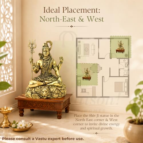 Vastu Brass Shiv Ji Statue |Size-5cm Approx |Weight-104gm Approx |Vastu Remedy for Home & Office |Shiv Ji Idol for Pooja |Brass Murti
