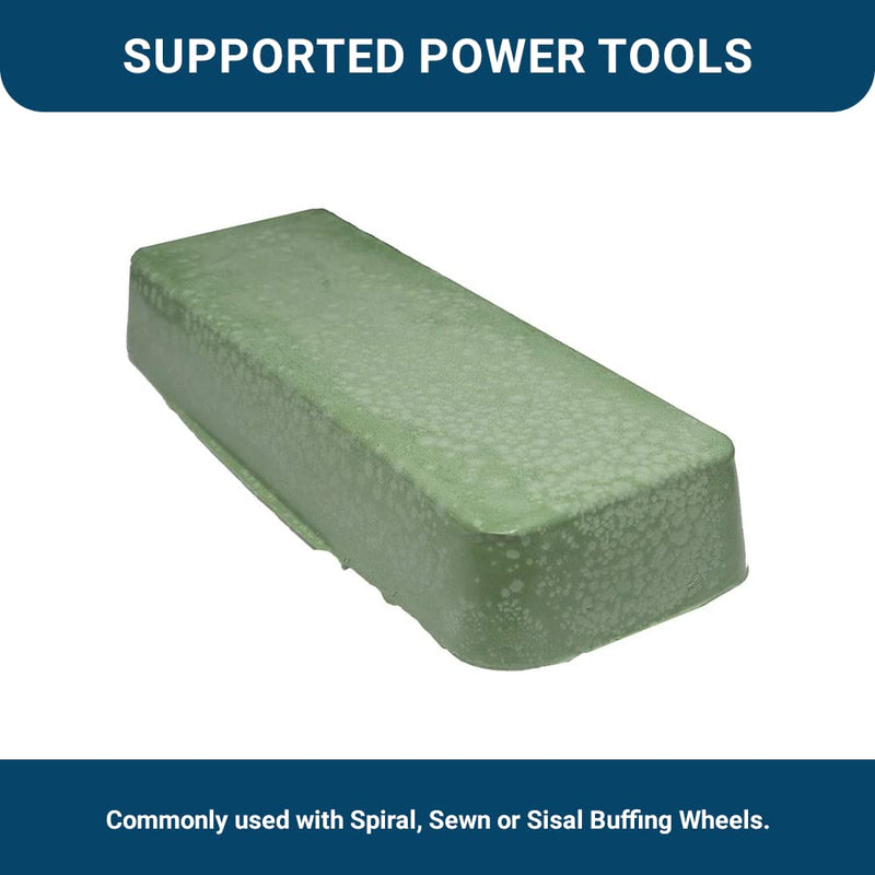 [Australia - AusPower] - Benchmark Abrasives Buffing Compound for Metal Polishing Removing Scratches from Hard Metals, Stainless Steel, Chrome, Iron, 1 Pound Bar (Emerald Green) Emerald Green 