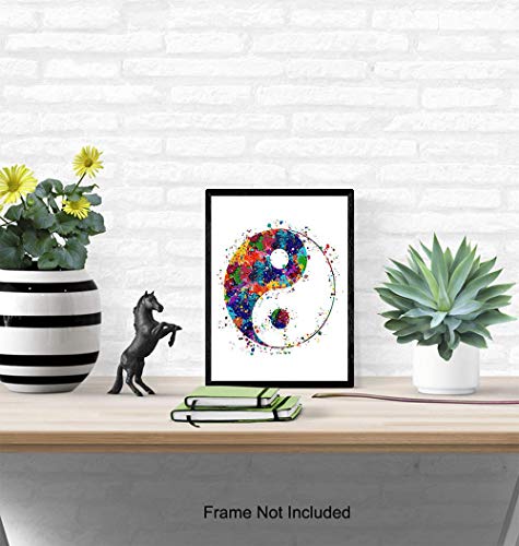 Yin Yang Watercolor Zen Wall Art - 8x10 Unframed Print - Buddha Meditation