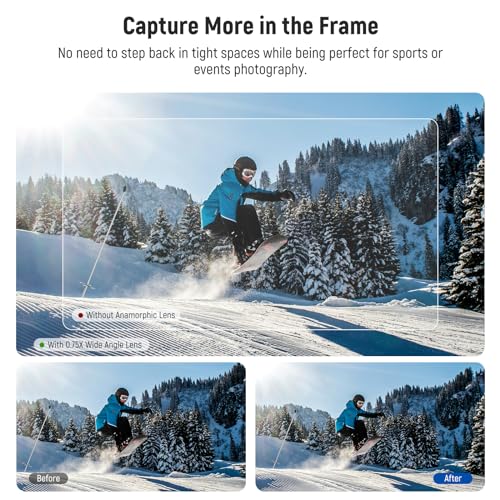 NEEWER 0.75x 108° FOV Wide Angle Lens Compatible with DJI Osmo Pocket 3 / Pocket 4 / Xtra Muse, Magnetic Multicoated Aspherical Action Camera Lens Accessories 0.75X Wide Angle Lens w/Cleaning Cloth