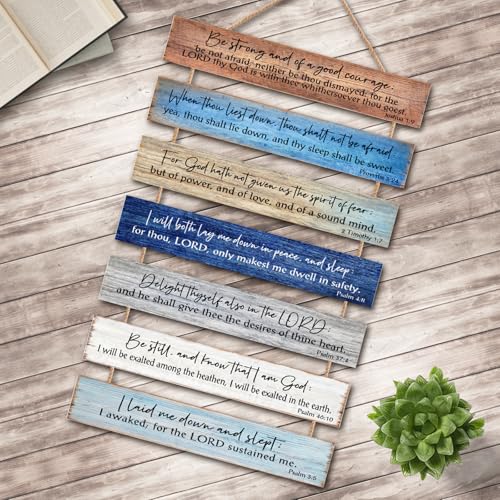Christian Wall Art,Wood Bible Verse Hanging Sign Home Decor BLUE