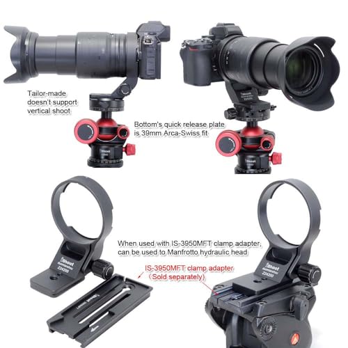 iShoot Lens Collar Tripod Mount Ring Compatible with Nikon Z 24-200mm f/4-6.3 VR, DX 50-250mm f/4.5-6.3 VR & Nikkor Z 70-180mm F2.8, Support Holder Bracket Bottom is Arca-Swiss Fit Quick Release Plate