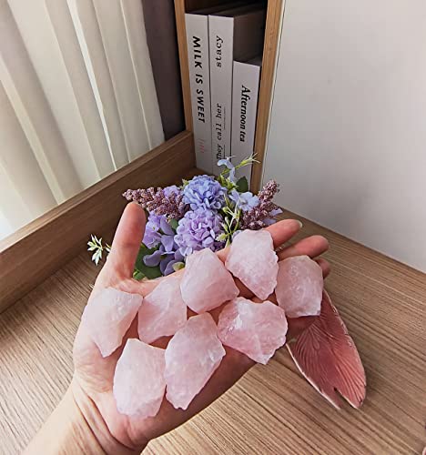 Luckeeper 0.5 lb Rough Crystals Bulk Raw Rose Quartz Healing Stones for Tumbling, Wire Wrapping, Wicca Reiki,Meditation and Home Decor Pink Rose Quartz
