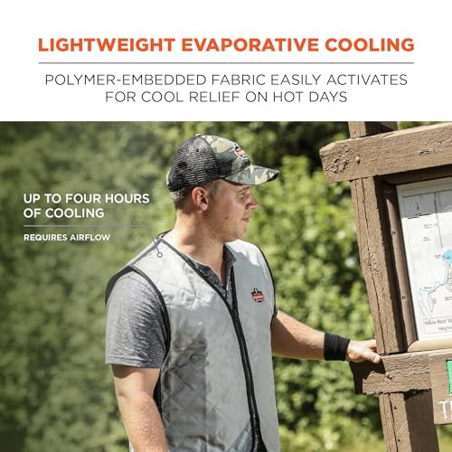 Ergodyne Chill-Its 6665 gray evaporative cooling vest, medium, front view
