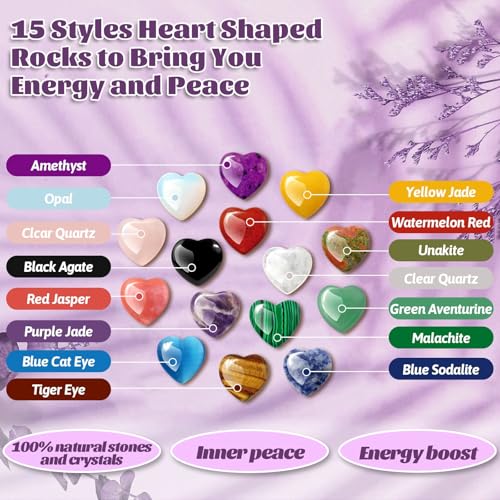 15Pcs Crystals and Healing Stones Bulk with Meaning Cards Set