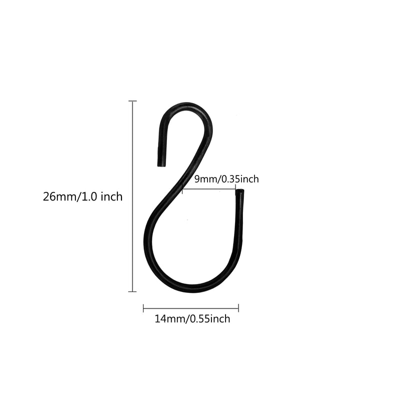 [Australia - AusPower] - Luomorgo 40 Pcs S Shaped Hooks, 27 x 14mm/1" x 1/2" Mini Hanging Hooks Metal Hangers Ornament Hooks for Jewelry, Pot, Crafts, Plants (Black) 27 x 14mm/1" x 1/2" 