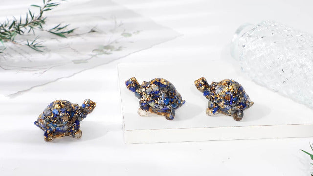 Rockcloud Pack of 2 Tiger's Eye Stone Crystal Resin Turtle Pocket Stone Brown