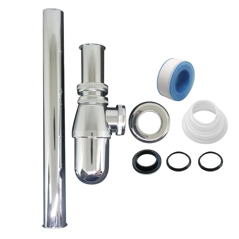 EcoArtHeating1-1/4 inch Waste Pipe Drain Kit, Classical Basin Bottle Trap, Chrome Round Bottle trap