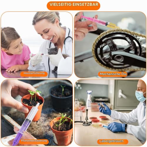Plastic Syringes, Pack of 12 Disposable Syringes, 10 ml Syringes with Cap, for Feeding Small Animals and Dispensing Liquids