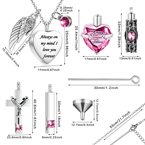 Fumete 5 Pcs Urn Necklaces for Ashes Cremation Keepsake Pink