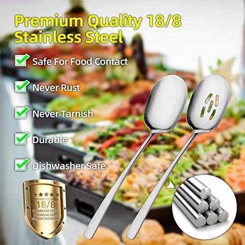 SOLEADER Extra Large Serving Spoons for Buffet,12 Inch Stainless Steel Set Large Serving Spoons 12" Set of 6