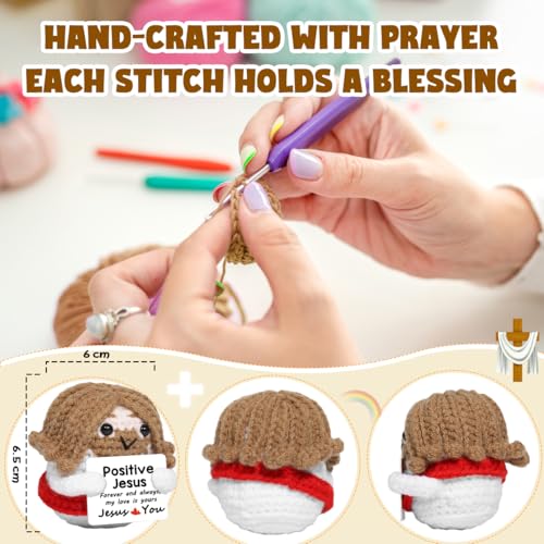AICase Easter Basket Stuffers Decor Jesus Christian Gifts For Women Positive Crochet little Jesus Figures Emotional Support Nuggets Bible Catholic Religious Spiritual Faith God Baptism Gifts Positive Jesus