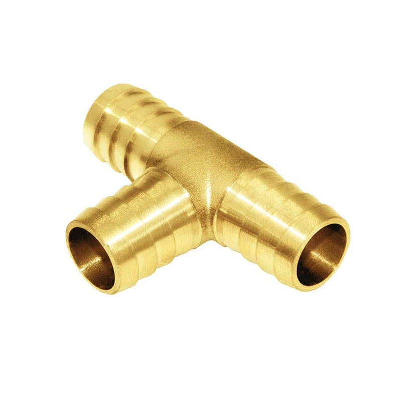 Joywayus 2Pcs 5/8" Hose Barb, Tee T 3 way Union Fitting Intersection/Split Brass Water/Fuel/Air  Tee-5/8-2PCS