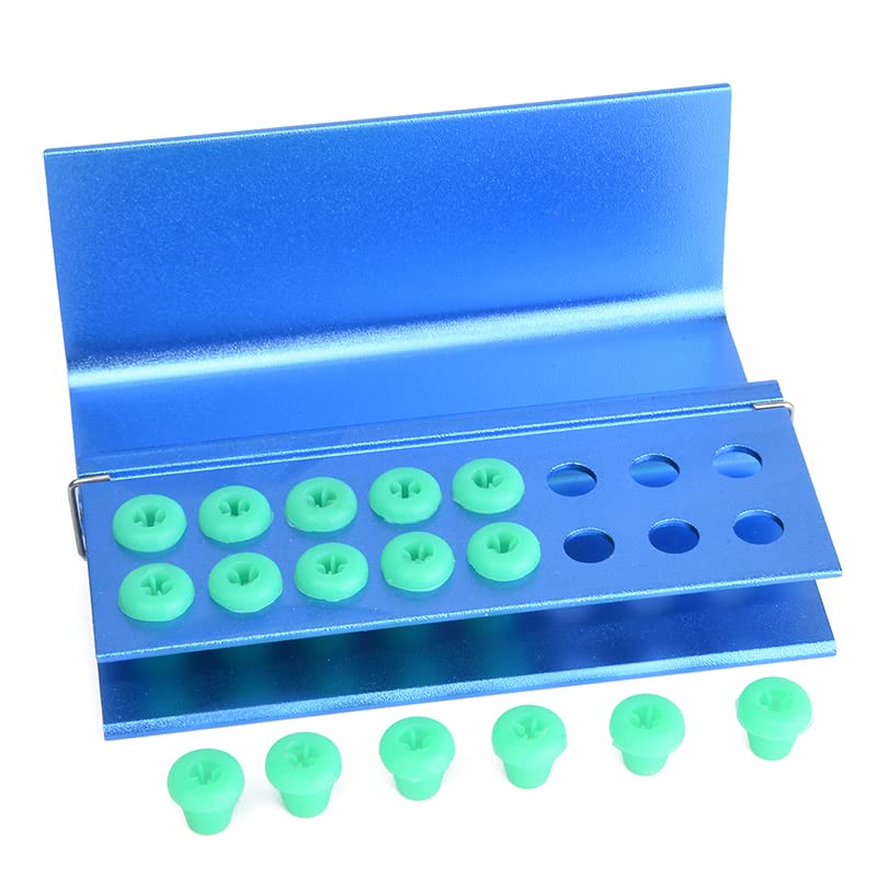 [Australia - AusPower] - 2Pcs 16 Holes Dental Burs Holder Autoclavable Block with Silicon Cover Placing FG RA Burs Blue 