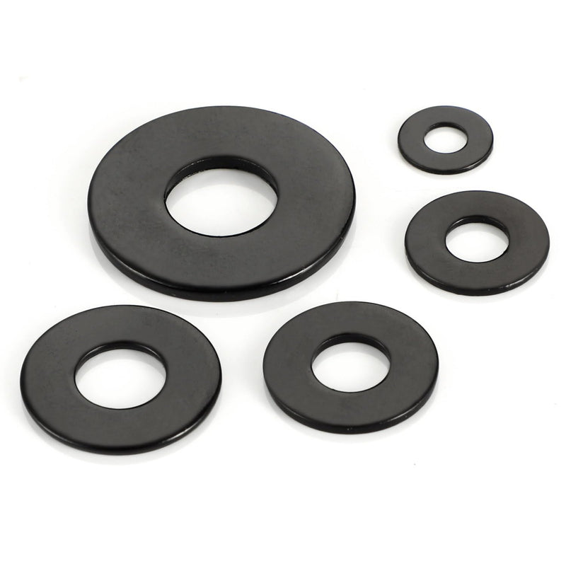 [Australia - AusPower] - 1/4" Black Flat Washer, 3/4" Outer Diameter, 304 Stainless Steel Metal Washer for Screws and Bolts (100 PCS) 1/4" x 3/4" OD 