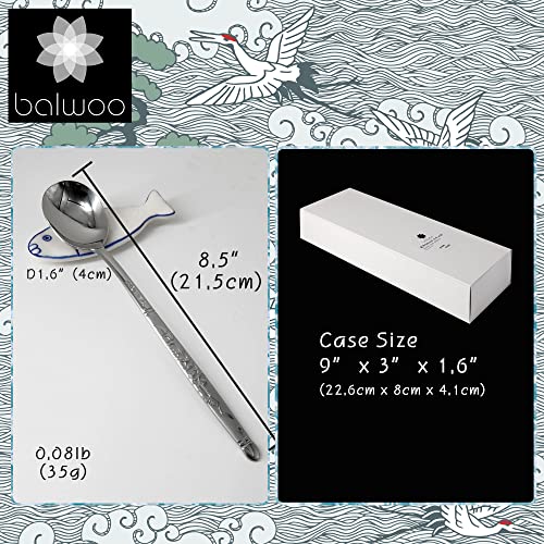 [6 P][Made in Korea] Korean Style Soup Spoon 8.5 inch Premium 430(18/0) Stainless Steel Dessert Spoons Dinner Spoon, Table Spoon, Rice Spoon Ice Cream Scoop (Crane) Crane