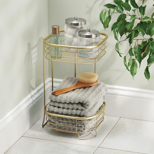 iDesign 2-Tier Square Shower Caddy Organizer, Gold