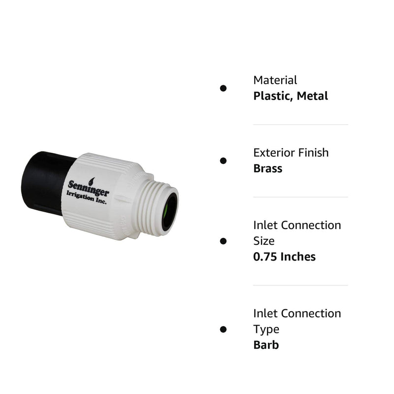 [Australia - AusPower] - Senninger Pressure Regulator 25 PSI 3/4" Hose Thread Drip Irrigation Pressure Reducer Low Flow Valve - Landscape Grade High Performance White 