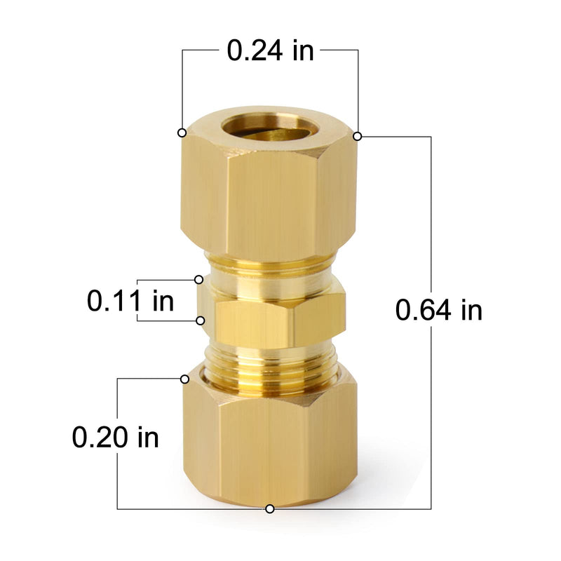 [Australia - AusPower] - Brass Compression Tube Fitting, 3/16" OD x 3/16" OD Compression Union Connector(10-PACK) OD x OD 