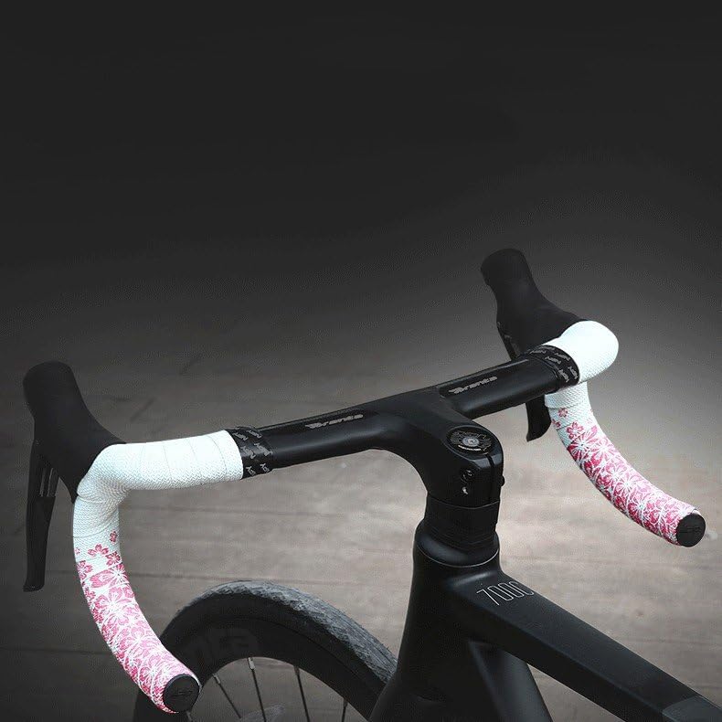 Shock-Absorbing Bike Handlebar Tape - PU+EVA Foam Grip with Waterproof Texture & 3M Adhesive for Road Bikes, MTB, Gravel (White Pink, Non-Slip Easy Install) White Pink
