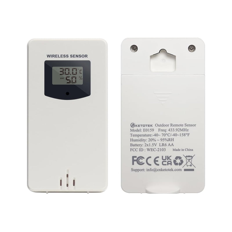 [Australia - AusPower] - KETOTEK Indoor Outdoor Sensor Wireless Remote Humidity Temperature Sensor 