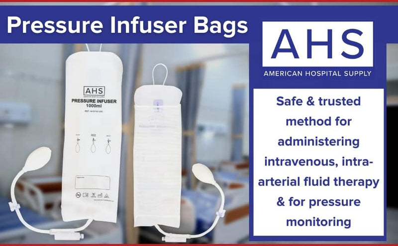 [Australia - AusPower] - American Hospital Supply Medical Pressure Infusion Bag – 3000ml, IV Pole Infusion Sack with 3-Way Stopcock, Color-Coded Gauge | Medical Supplies & Equipment (1 Each) 3000 mL 1 Each 