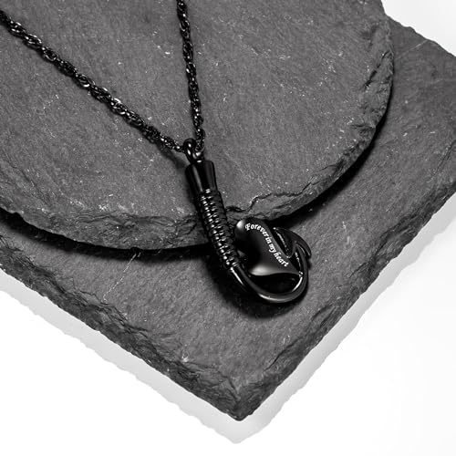 Gredstar Fishing Hook Urn Necklace for Ashes, Memorial Pendant Fishhook with Heart