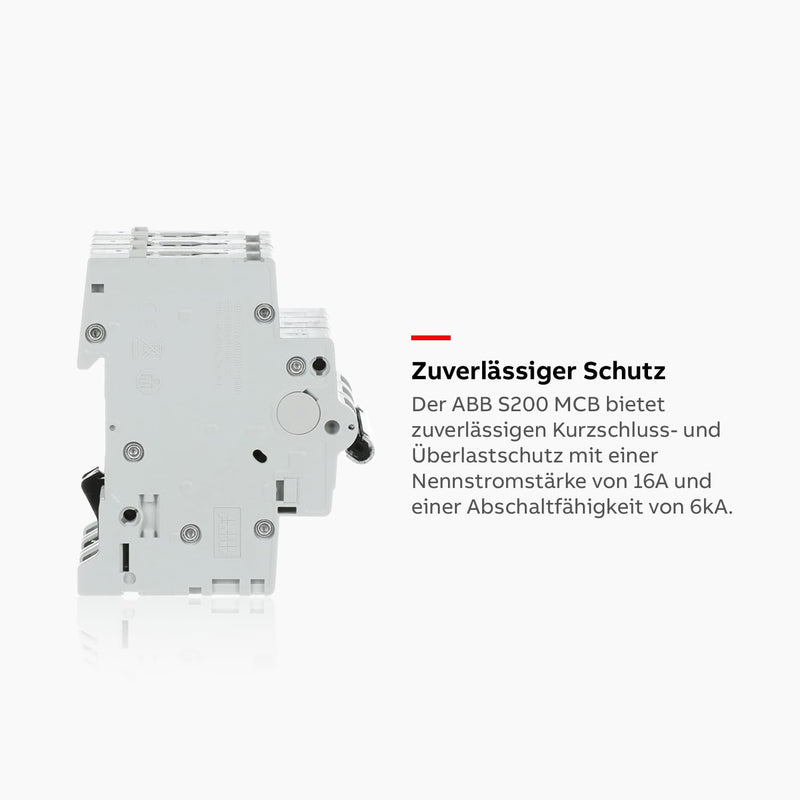 ABB S203-C16 Circuit Breaker 3-Pin 16A Type C | Characteristics C - 6 kA switching capacity - DIN rail mounting - Reliable industrial quality - 2CDS253001R0164 C16