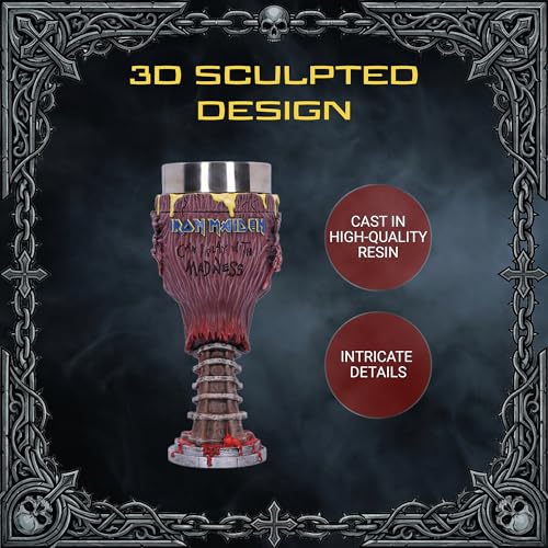 Nemesis Now Iron Maiden Can I Play With Madness Goblet - Official Licensed Eddie 3D Sculpted Resin Chalice with Stainless Steel Insert, Collectible
