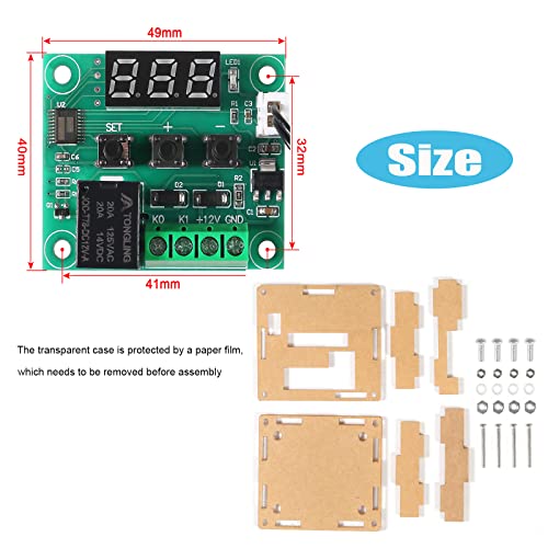 4PCS W1209 12V DC Digital Temperature Controller Board with Case LED Display -50~110°C Electronic Temperature Control Module Switch Micro Thermostat with Waterproof NTC Probe 4PCS x Blue