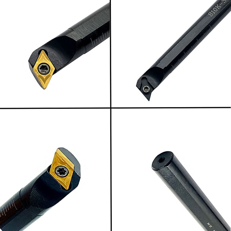 [Australia - AusPower] - 3PCS S08K/S10K/S12M- SDUCR07 95 Degree Internal Turning Boring Bar with 10pcs DCMT21.51 DCMT070204 Carbide Turning Inserts for Machining Steel Parts and Stainless Steel (Three Holder Set With Inserts) 