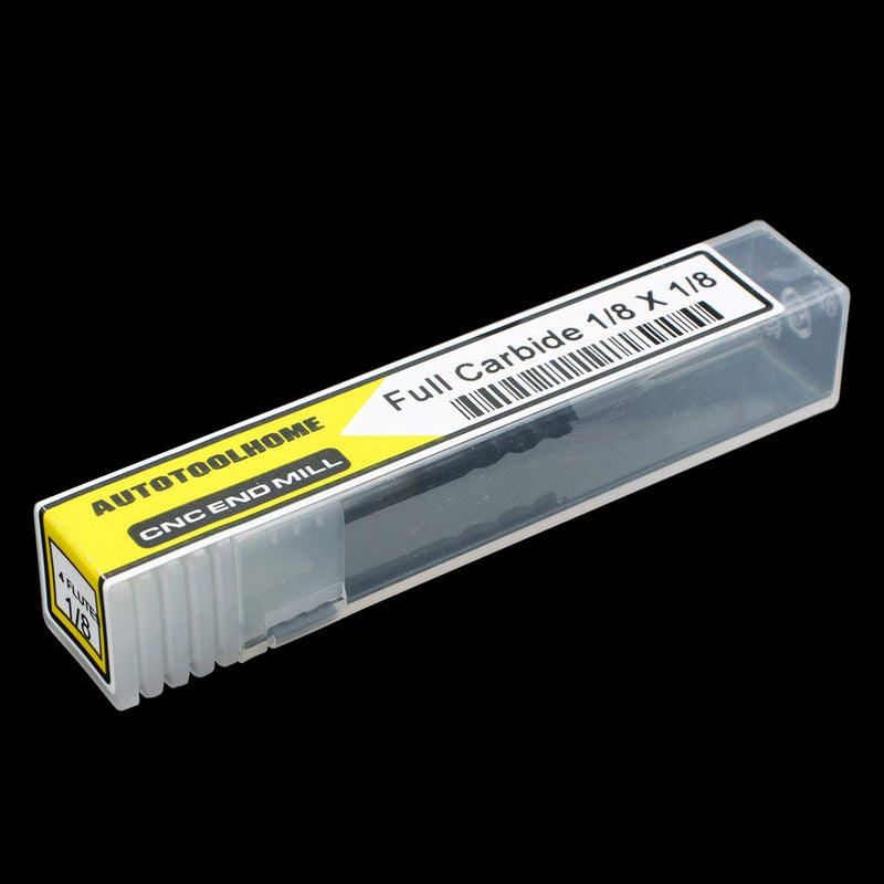 [Australia - AusPower] - AUTOTOOLHOME 1/8" Carbide Square End Mill for Micro Grain Carbide Milling Cutter for Alloy Steel Hardened Steels 4 Flutes HRC50 (1, 1/8 in) 