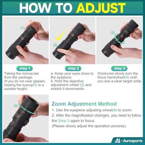 Aurosports 10-30x40 Zoom Monocular for Adults High Power for Bird Watching