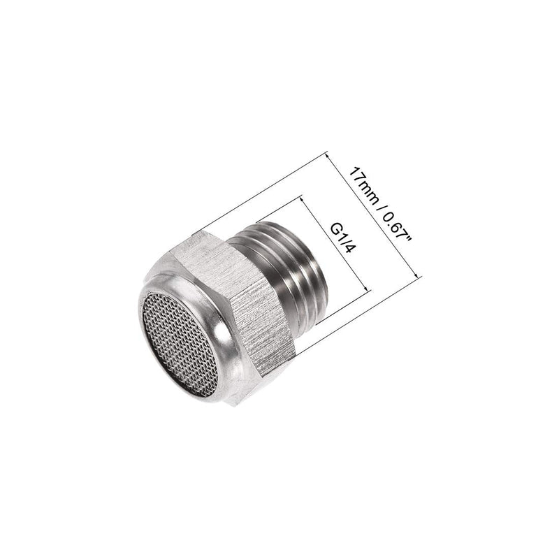 [Australia - AusPower] - uxcell Exhaust Muffler G1/4 Male Thread Strainer Stainless Steel Breather Pneumatic Air Flat Muffler 2pcs 