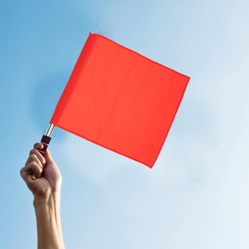 [Australia - AusPower] - Happyyami Track and Field Training Flag: 2pcs Red Referee Warning Flag Traffic Flags Linesman Flags Flag with Stainless Steel Pole Stick for Soccer 