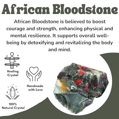 Amazing Gemstone African Bloodstone Raw Crystals and Healing Stones, Natural Rocks for Tumbling and DIY Raw Stones and Crystals (1 lb) 1 Pound