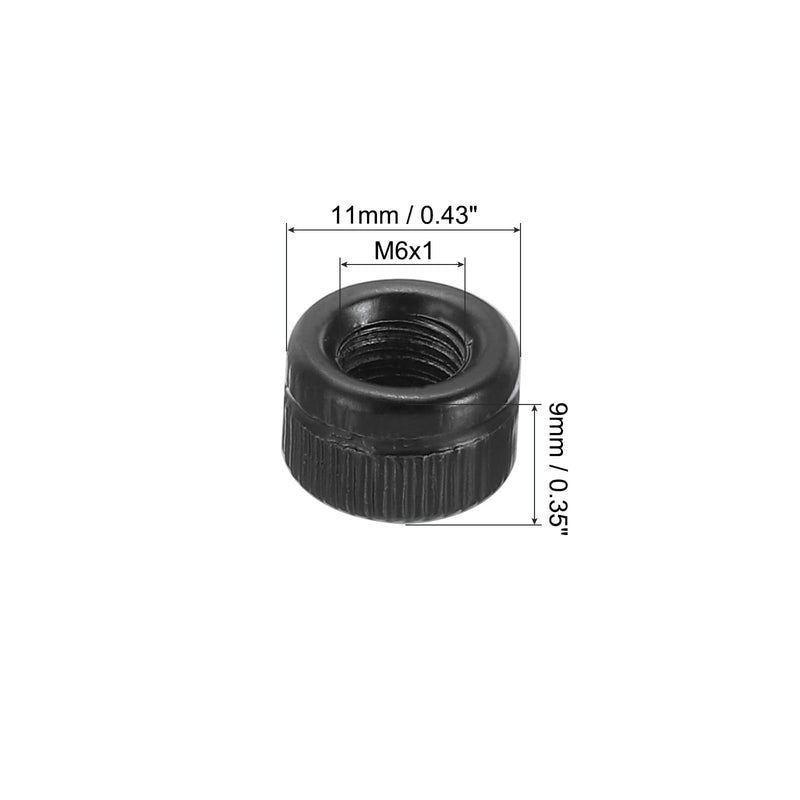 [Australia - AusPower] - PATIKIL M6x9x11 Cap Nut, 25 Pcs Acorn Nut Screw Knob Cap Insert Bolt Cover Female Thread Knurled Decorative Hardware Fittings Light Fixtures, Black 