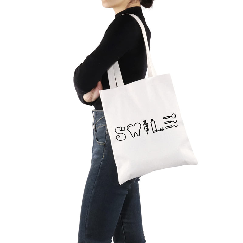 [Australia - AusPower] - G2TUP Dentists Gift Smile Handbag Dental Assistant Shopping Tote Bag Dental Hygienist Gift Dentist Graduation Gift 