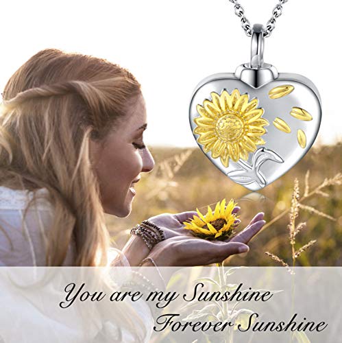 Sunflower Urn Necklace 925 Sterling Silver Cremation Jewelry for Ashes