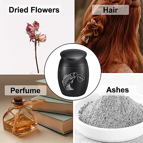 Urns for Human Ashes, Super Small 1.6" High Keepsake Urn Mini Cremation Urns for Ashes, Memorial Ashes Holder, Handcrafted Decorative Urns Engraved - Fish 1.6 inch high urn