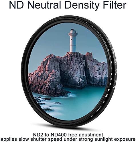 67mm Lens Filter Accessories Kit:UV CPL Adjustable ND Filter(ND2-ND400),Macro Close up Filter Set(+1,+2,+4,+10),Lens Hood,3 in 1 Grey Card for Canon Nikon Sony Pentax Olympus Fuji DSRL Camera 67mm