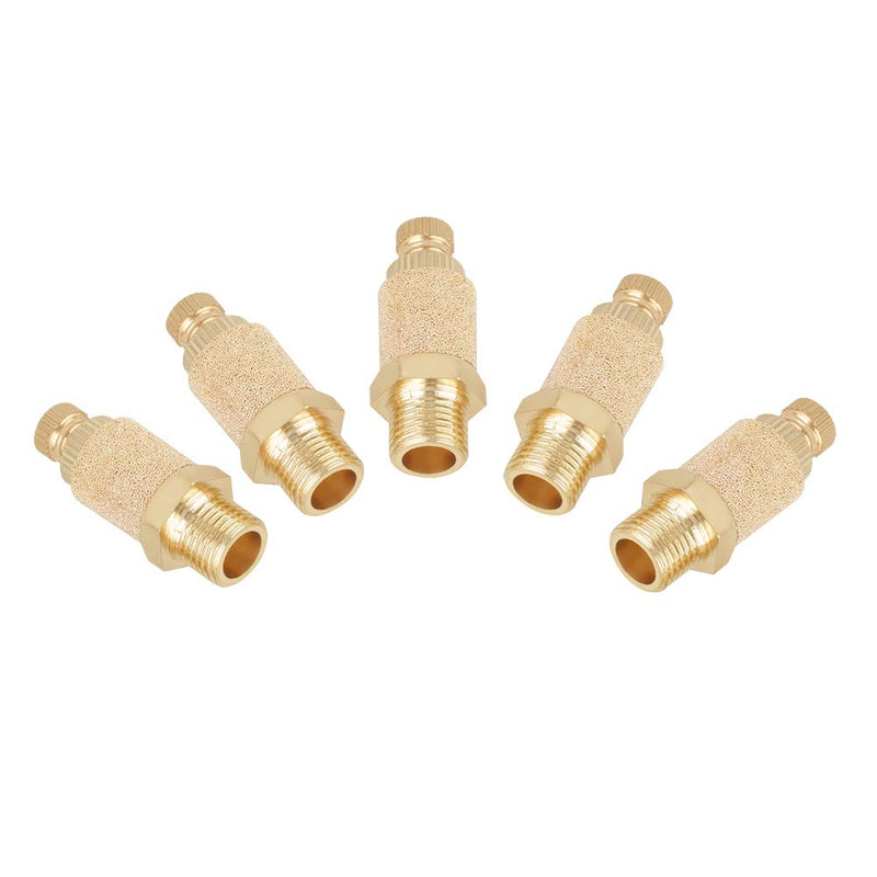 [Australia - AusPower] - Brass Pneumatic Silencer, Pack of 5 Brass Pneumatic Silencer Air Flow Control 1/8 BSP Valve for Cylinder, Air Cylinder, Solenoid Valves 
