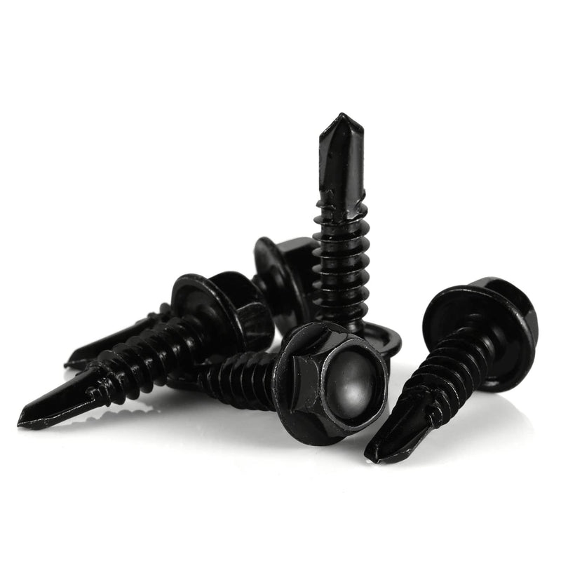 [Australia - AusPower] - #10 x 1" Hex Washer Head Self Drilling Screws, 410 Stainless Steel Self Tapping Sheet Metal Tek Screws, Black Oxide, 100 PCS #10 x 1" 