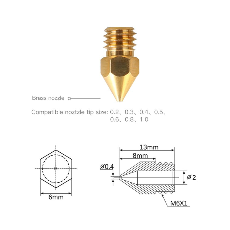 Creality MK8 Nozzles 24PCS Kit, High Quality Brass Nozzles with Wear Resistance, Wide Applicability for PLA/ABS/PETG/PEEK/PEKK/PSU, 7 Aperture Available for Ender-3/Ender-5/CR-10 Series 3D Printers