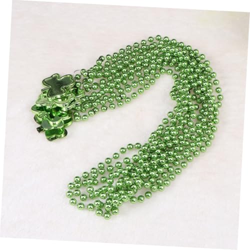 Abaodam 3pcs Lucky Leaf Necklace Beautiful Fashionable Necklace Bead Pendant for Festival St Patrick's Day Parade Green Beads and Four Leaf Leaflet Design