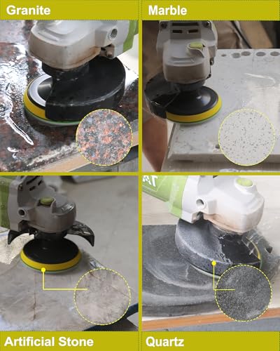 Wet Diamond Polishing Discs - 12 Pieces 100 mm Diamond Polishing Pad Grit 50 x 4/100 x 4/200 x 2/400 x 2 with M14 Support Pad + Adapter for Granite Marble Artificial Stone Quartz for Angle Grinder Set2