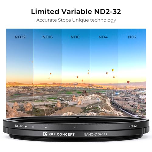 K&F CONCEPT 72mm Variable ND Lens Filter ND2-32 (1-5 Stops) Waterproof