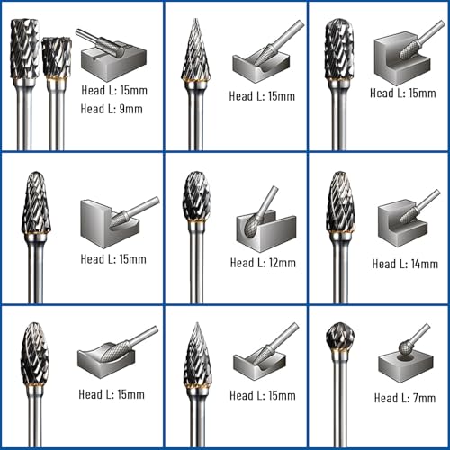 shengbenhao 30-piece carbide burr cutting burr set with 1/8-inch shanks for Dremel rotary tools