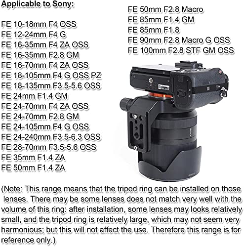 iShoot Lens Collar Tripod Mount Ring Support Bracket Holder for Sony FE 24-240mm f/3.5-6.3 OSS, 24-105mm f/4 G OSS, 16-35mm f/2.8 GM, 24-70mm f/2.8 GM, 35mm f/1.4 ZA, 50mm f/1.4 ZA, 85mm f/1.4 GM