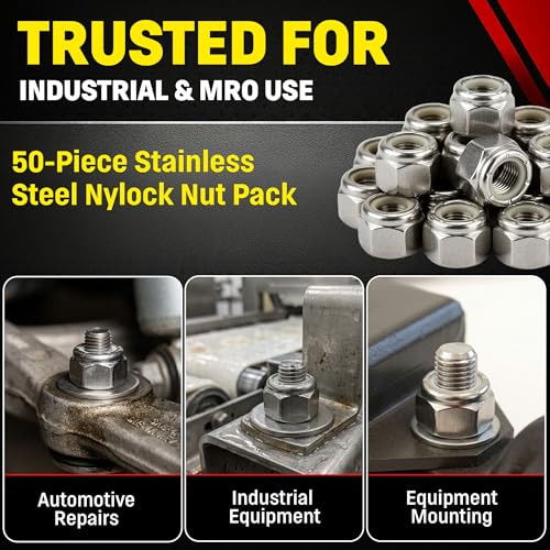 Stainless steel 3/8-24 nylon insert lock nuts, SAE fine thread Nylock by Chenango Supply